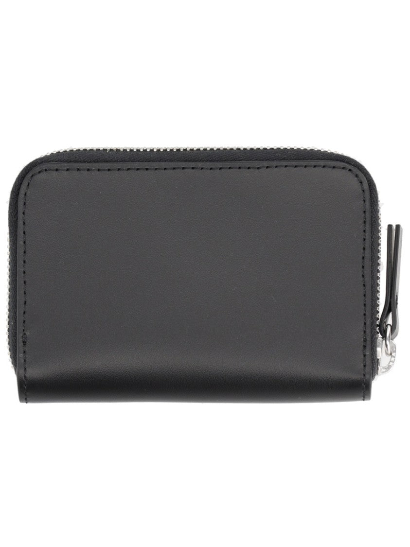 Mm6 By Maison Margiela Neutrals Numeric Zip-Around Logo Wallet