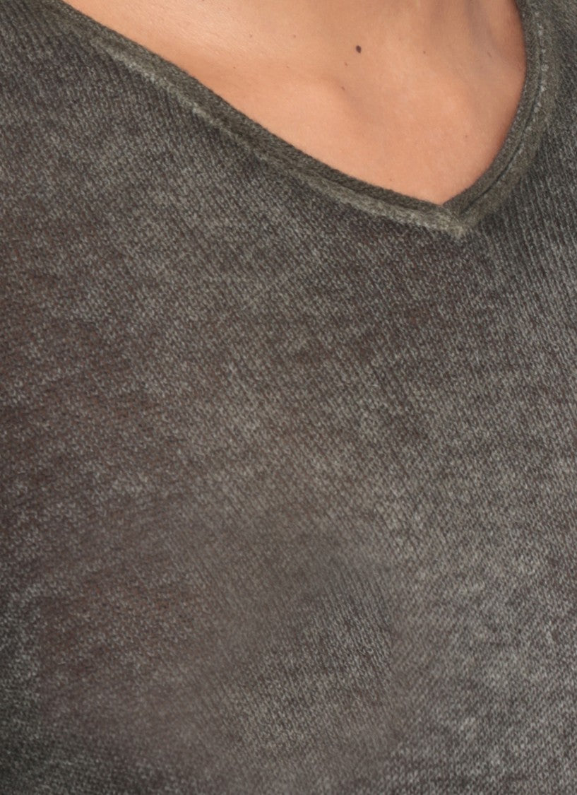 Avant Toi Green Seamless Edge Cashmere Sweater