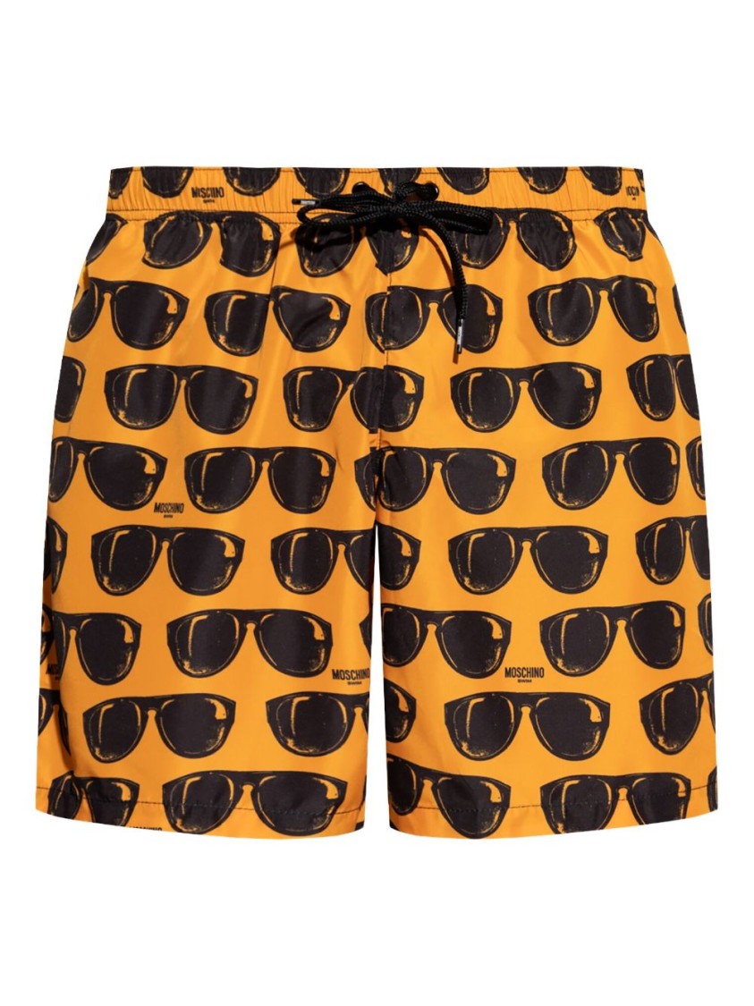 Moschino Amber Orange All-Over Graphic Swim Shorts