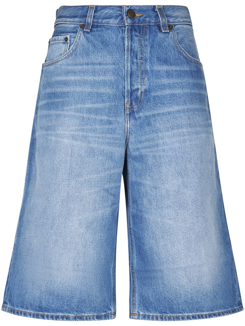 Haikure Medium Blue Denim Shorts With Classic Five-Pocket Design