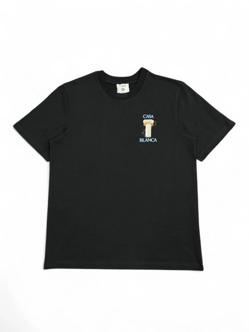 Casablanca Black Graphic T-Shirt With Classical Column Print