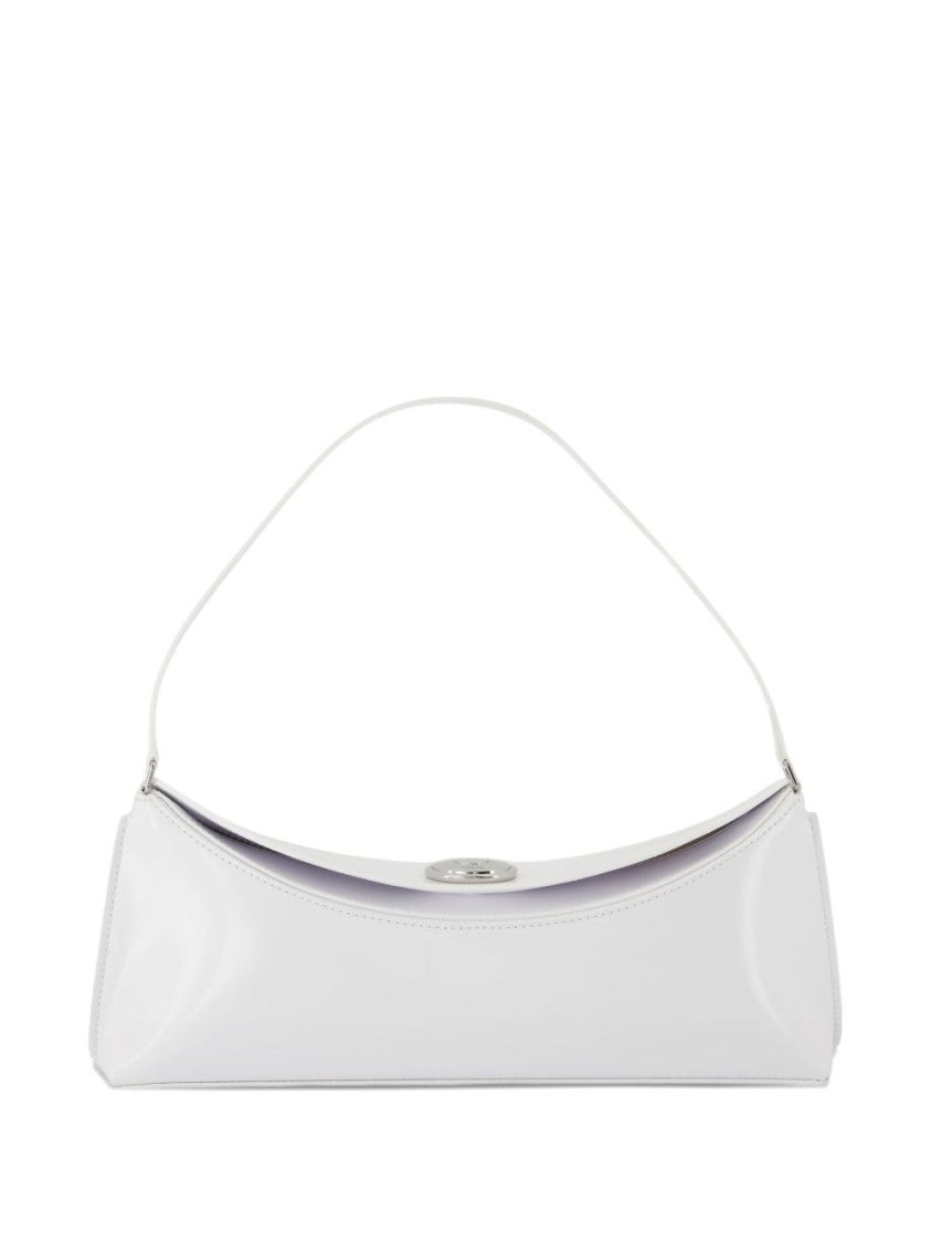 Jacquemus White Curved Patent Leather Button Bag