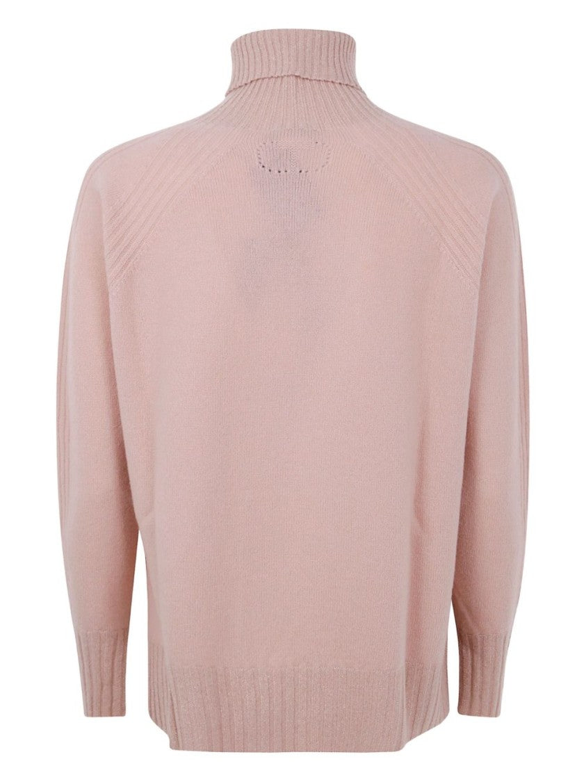 Twin-Set Dusty Pink Turtleneck Sweater With Raglan Sleeves