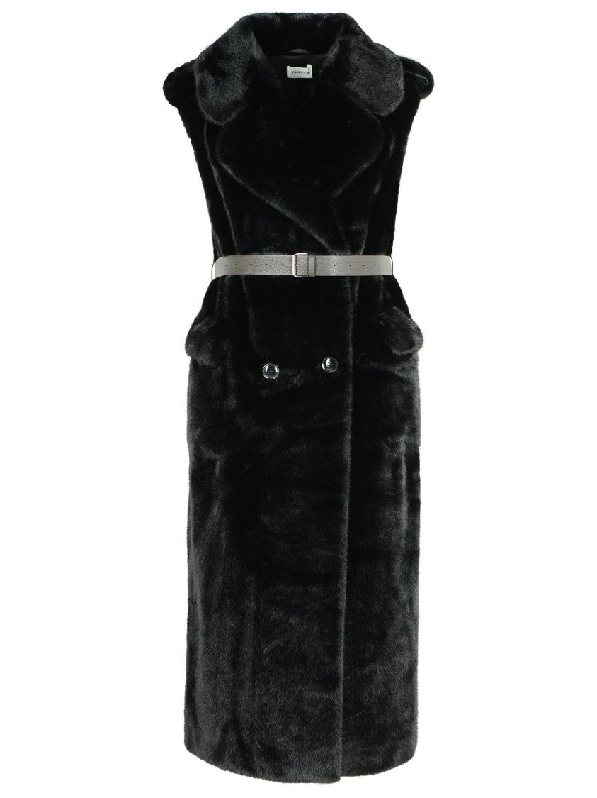 P.A.R.O.S.H. Black Faux Fur Coat