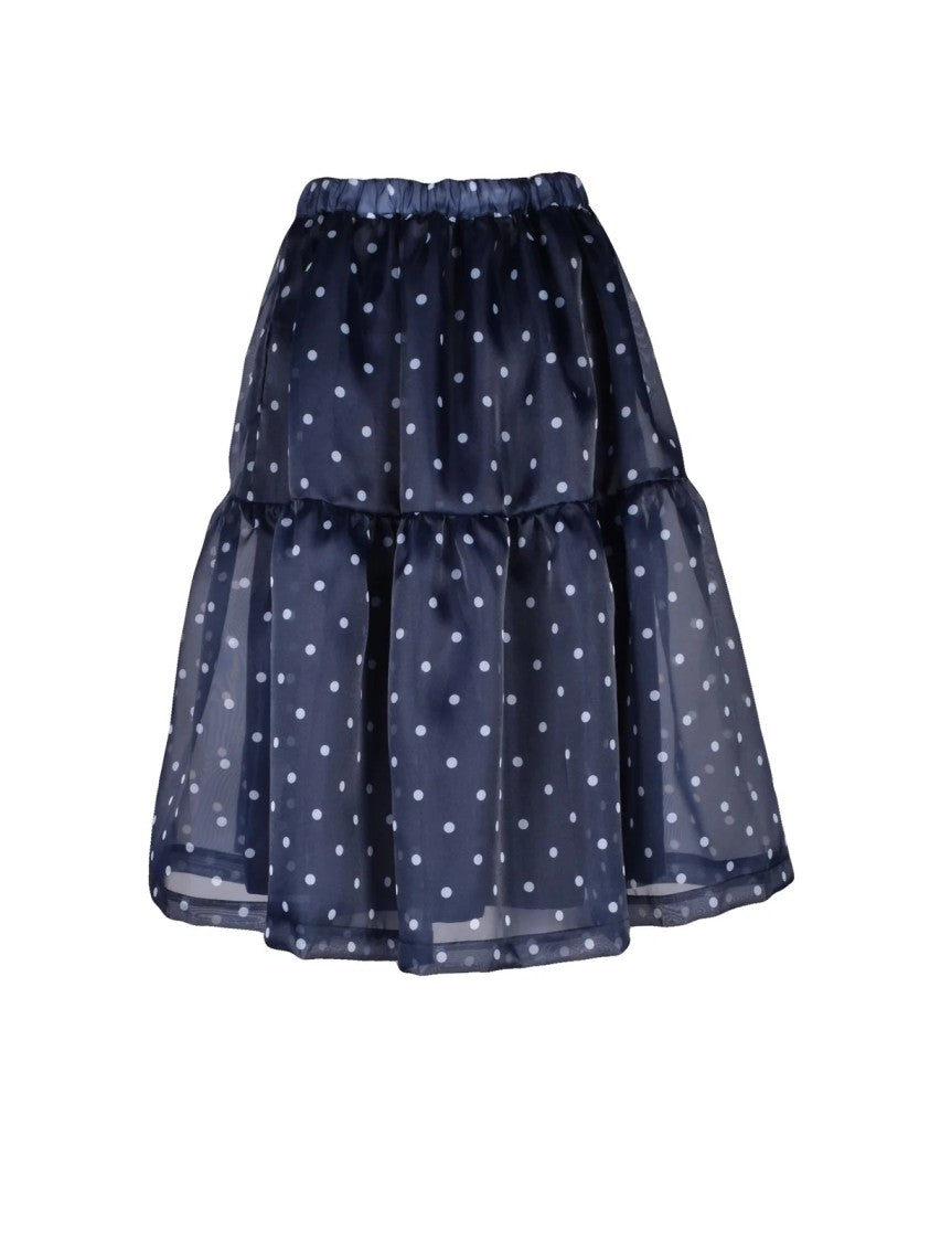 Comme Des Garçons Blue Polka Dot Layered Polyester Midi Skirt