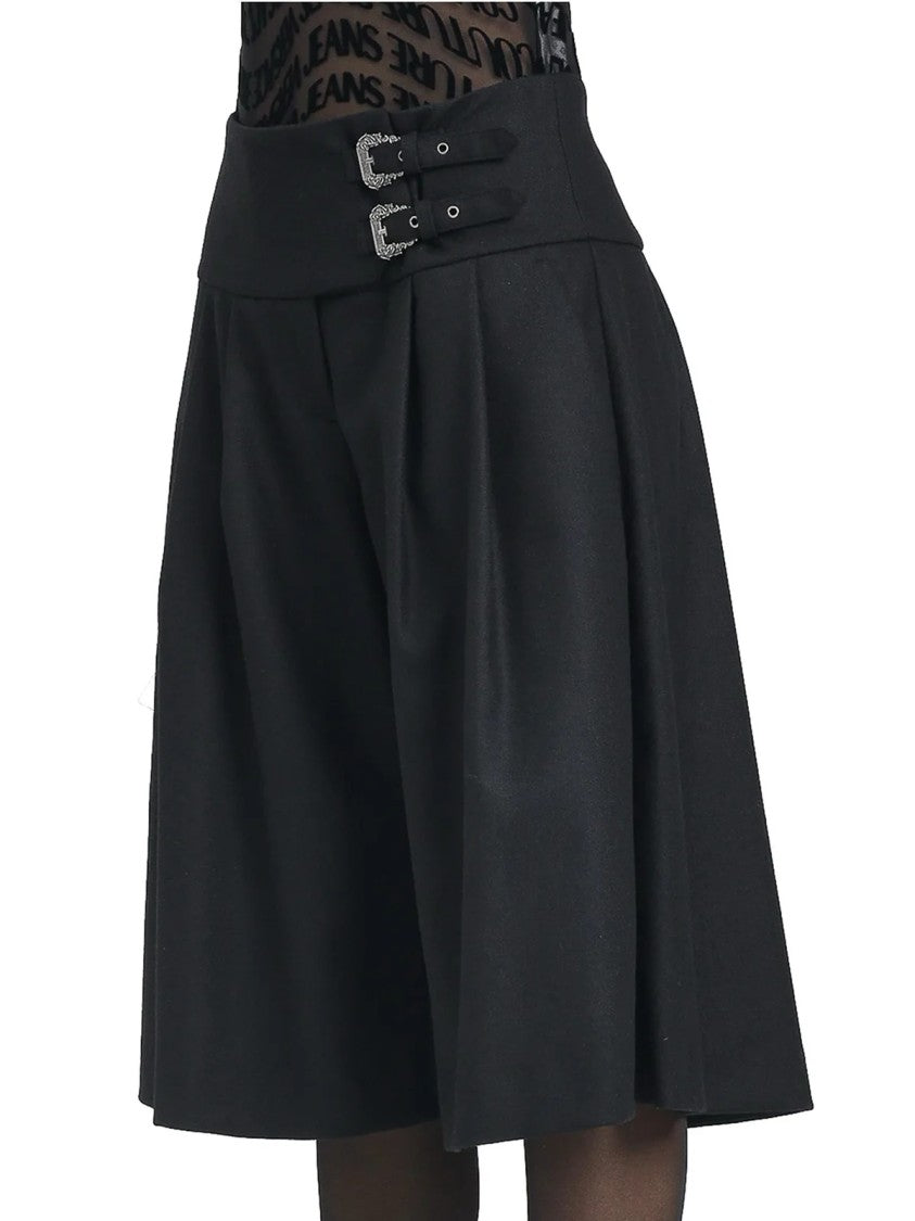 Versace Jeans Couture Black Wool-Blend Buckle Shorts