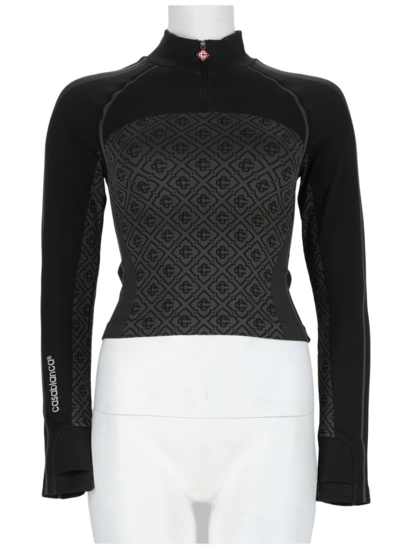 Casablanca Monogram High Collar Nylon-Blend Top