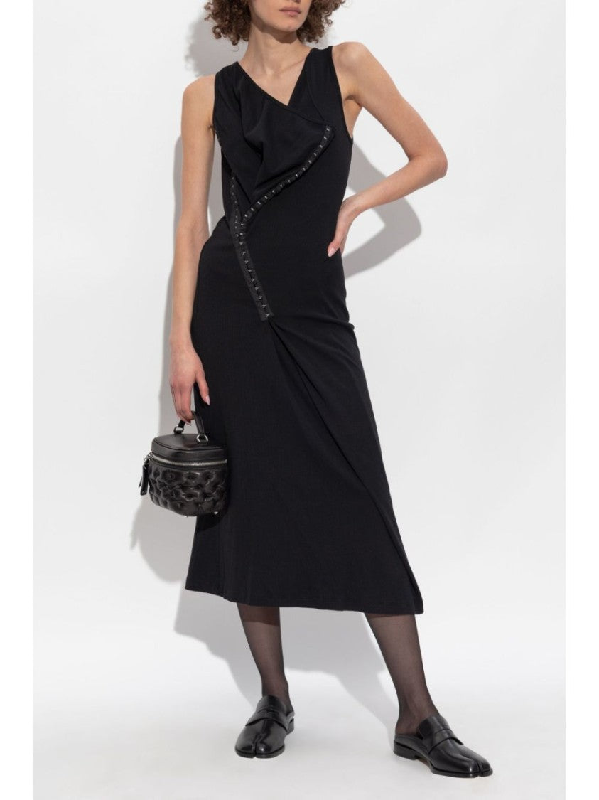 Mm6 By Maison Margiela Mid-Length Black Fine Ribbed Dress