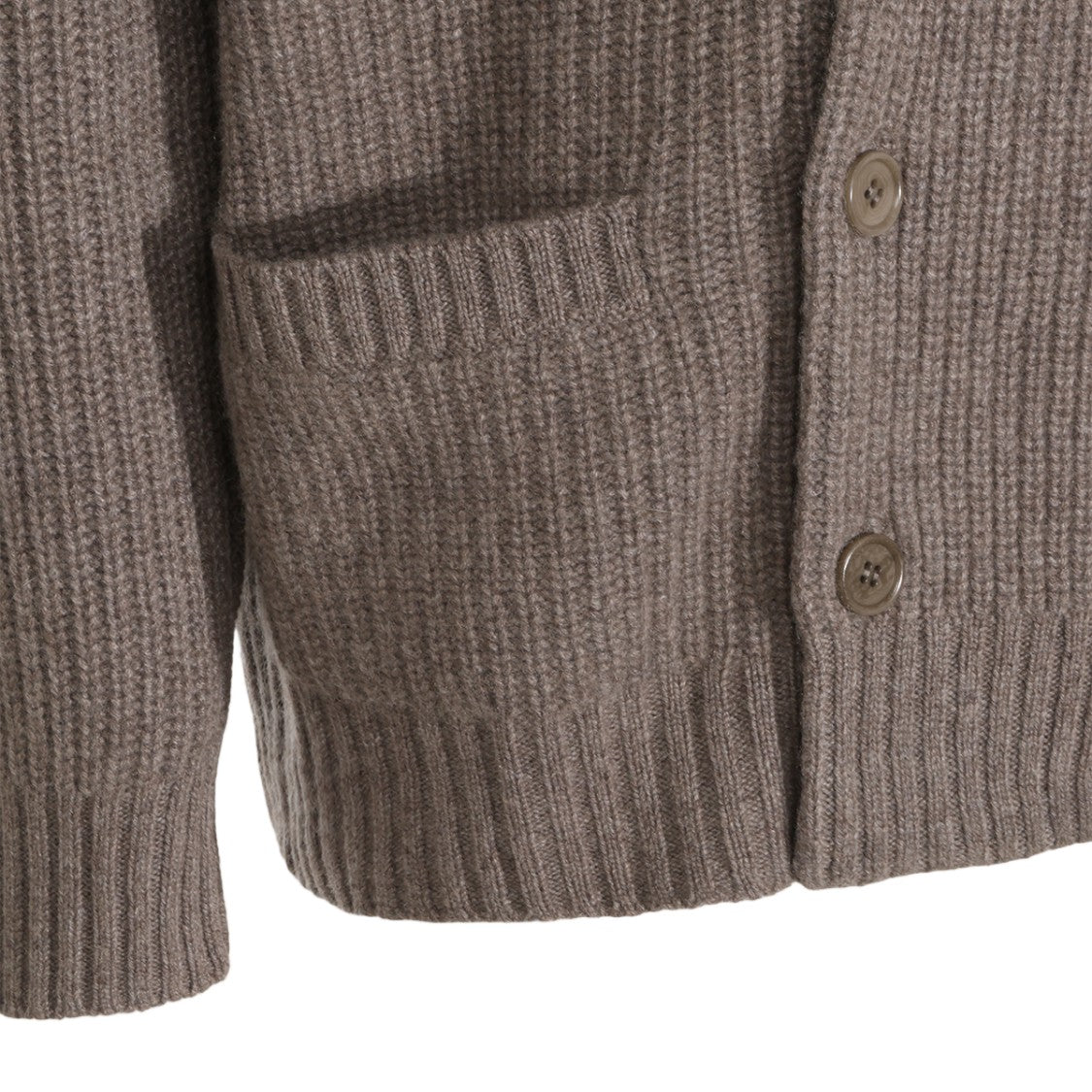Lisa Yang Double-Breasted Ribbed Knit Shawl Collar Sweater