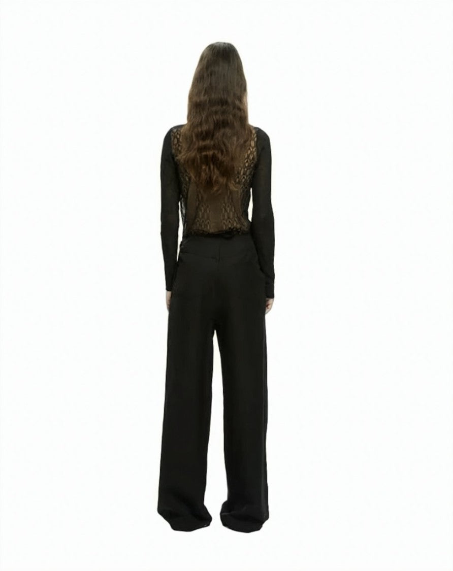 Mlo Fluid Front Pleats Adjustable Hem Wide-Leg Pants