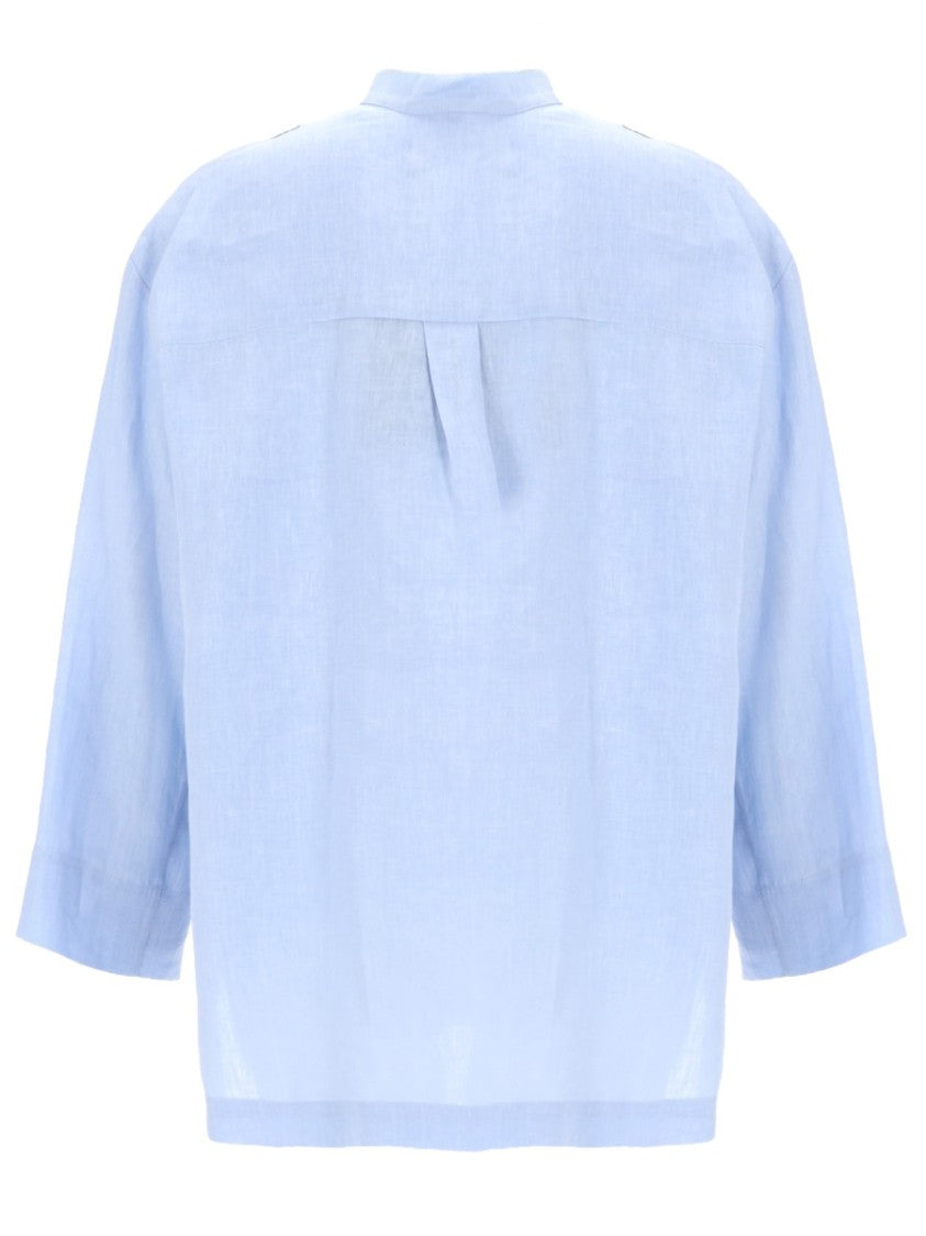 Max Mara Lightweight Mandarin Collar Linen Blouse