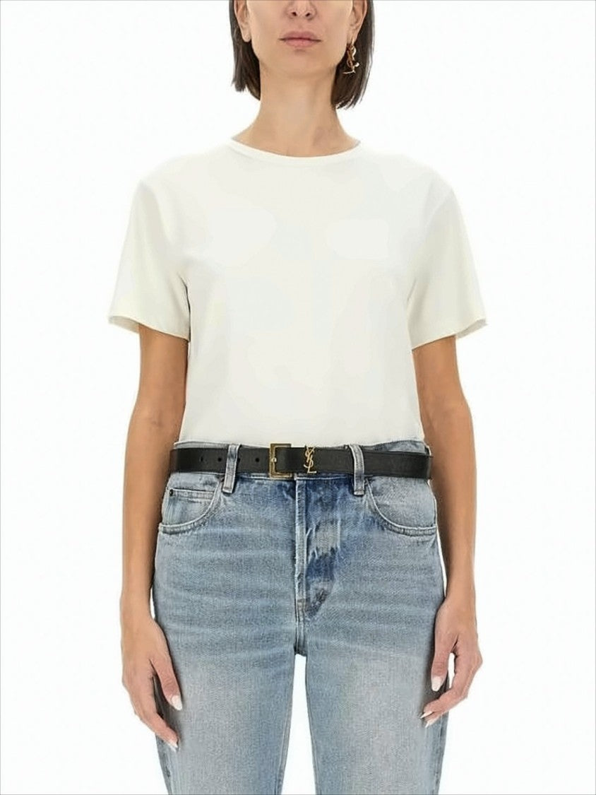 Saint Laurent Boxy Short-Sleeve T-Shirt With Classic Round Neckline