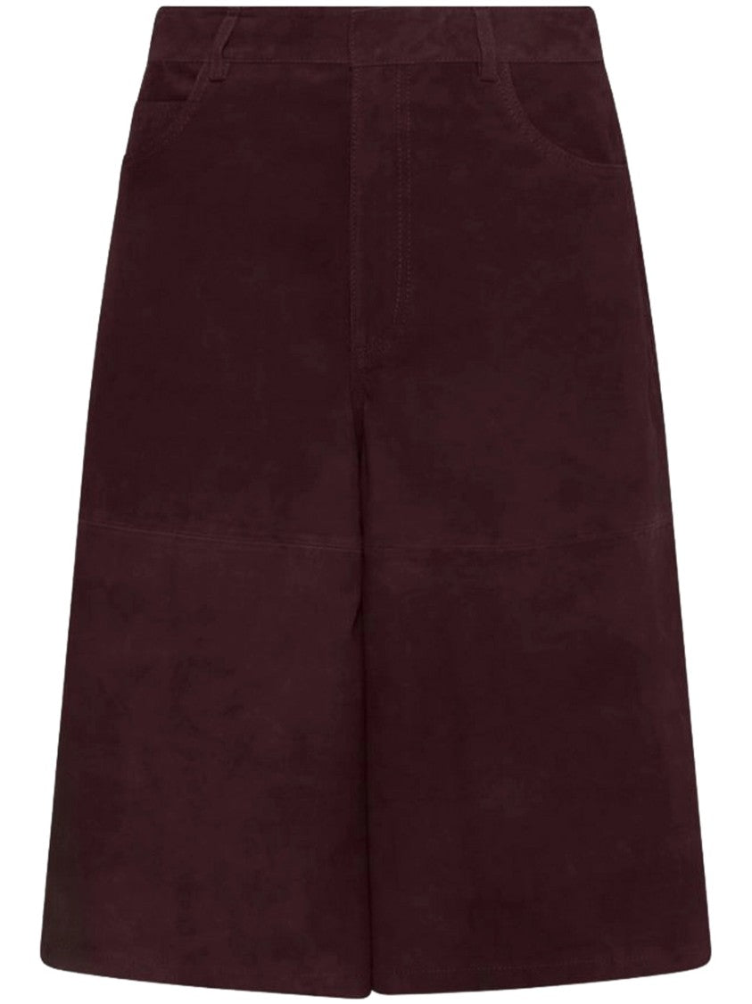 Marella Burgundy Mllscoglio High-Waisted Wide-Leg Shorts