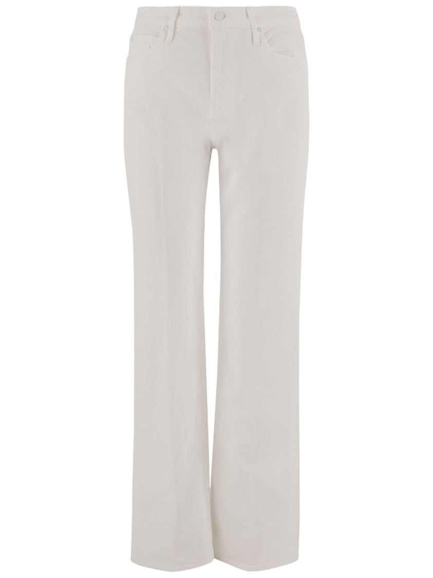 Mother Straight White Denim Jeans With Classic Five-Pocket Design