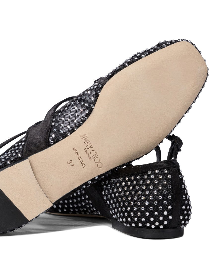 Jimmy Choo Pointed Toe Studded Leather Ballerinas