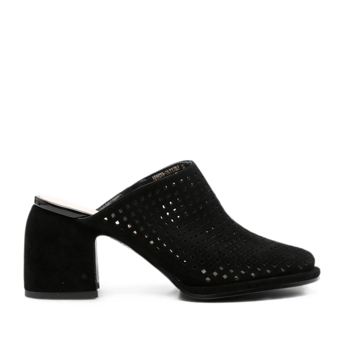 Adrianna Feretti Black Mid-Height Block Heel Perforated Leather Mules