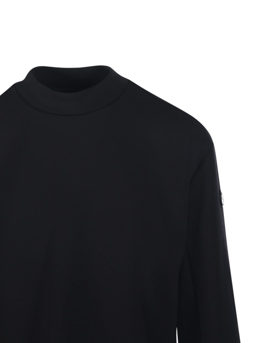 Moncler Genius X Edward Enninful Cropped Black Sweatshirt With High Crew Neckline