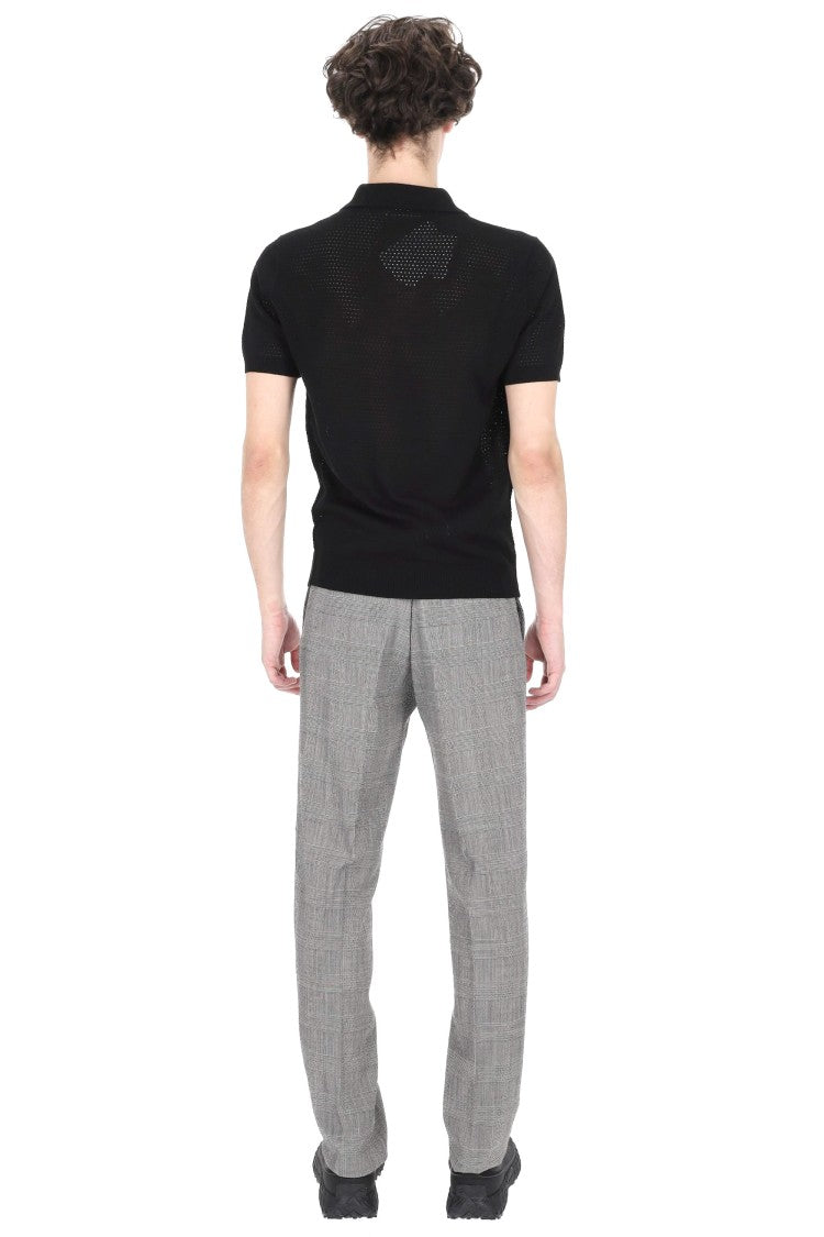 Roberto Collina Perforated Open-Knit Cotton Polo Shirt