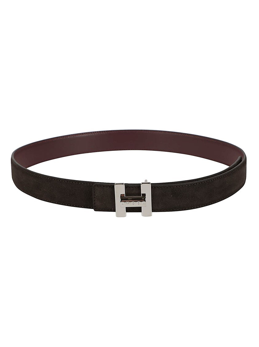 Hogan Calf Leather Silver-Tone Buckle Belt
