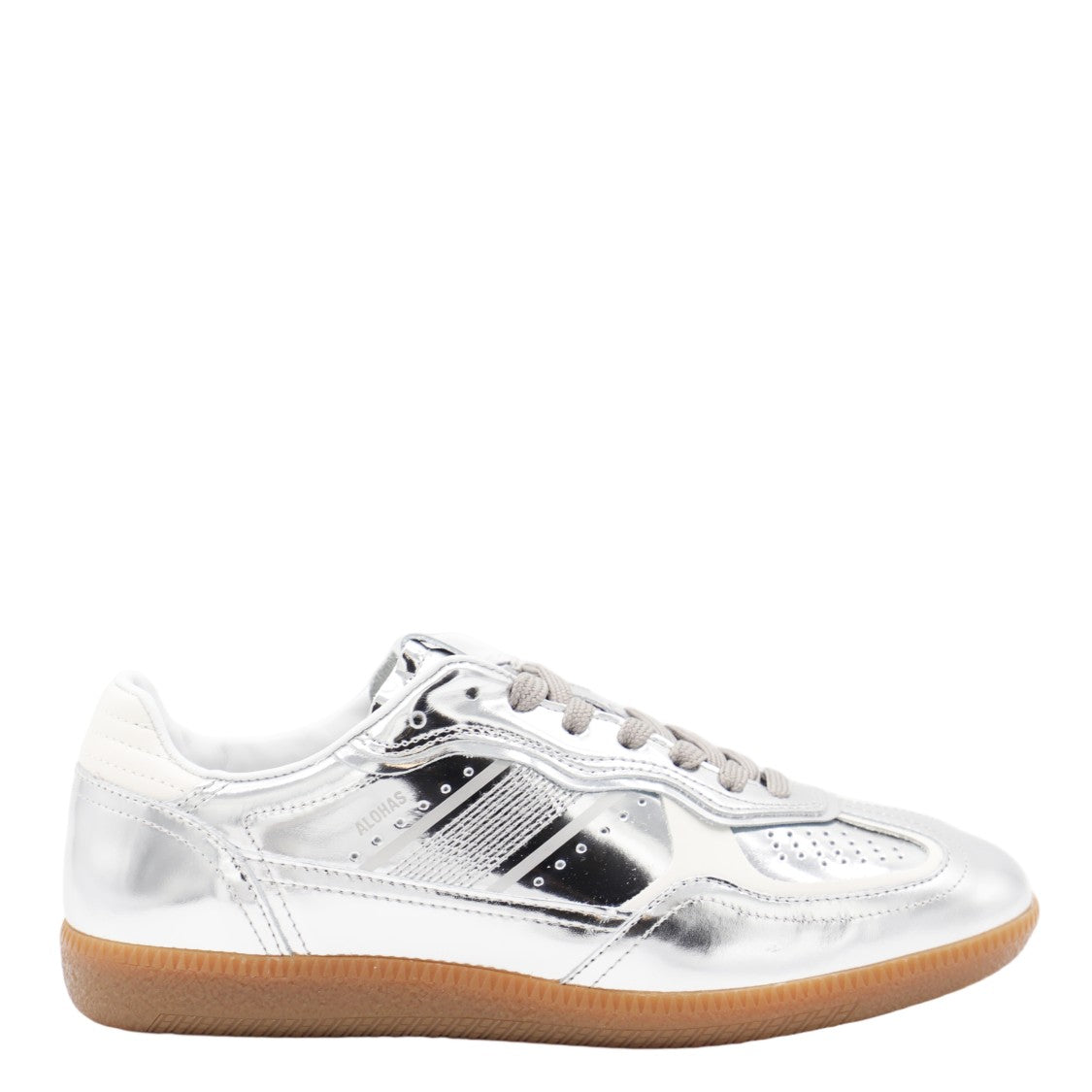 Alohas Reflective Silver Sneakers With Perforated Detailing