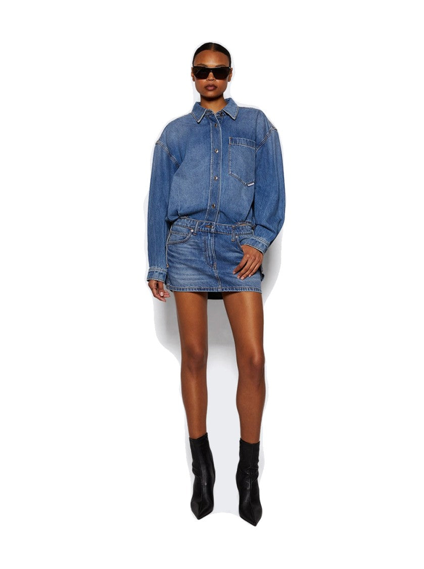 Alexander Wang Pre-Styled Denim Shirt Dress Vintage Light Indigo