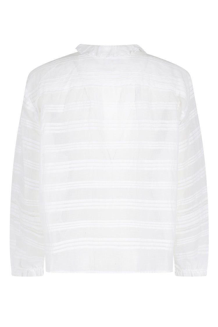 Isabel Marant Étoile White Peline Gb Sangallo Lace Ruffled Cotton Blouse