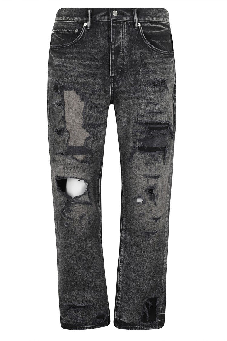 Purple Brand Distressed Black Jeans With Repair Blowouts