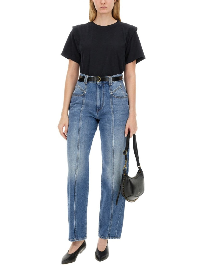 Isabel Marant Neutrals Zelitos Cropped Boxy Cotton T-Shirt