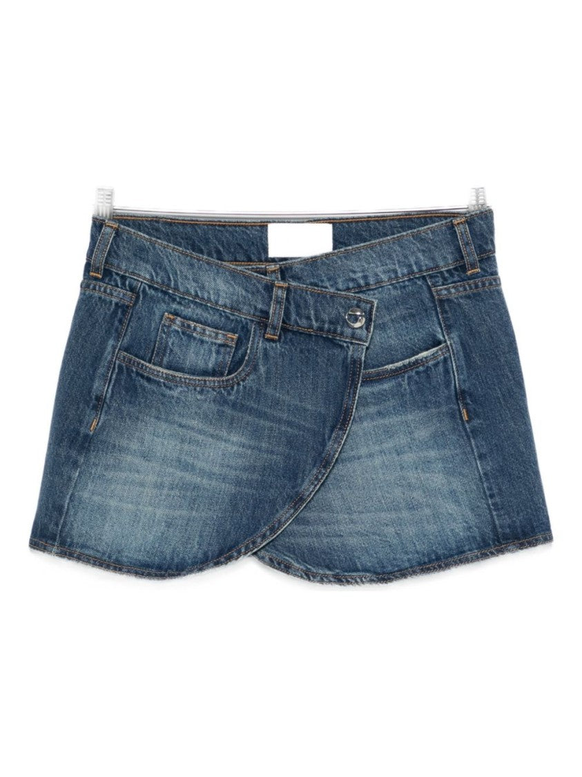 Coperni Asymmetrical Blue Denim Mini Skirt
