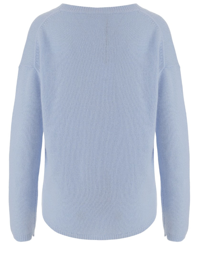 Allude V-Neck Cashmere Sweater With Ribbed Edges
