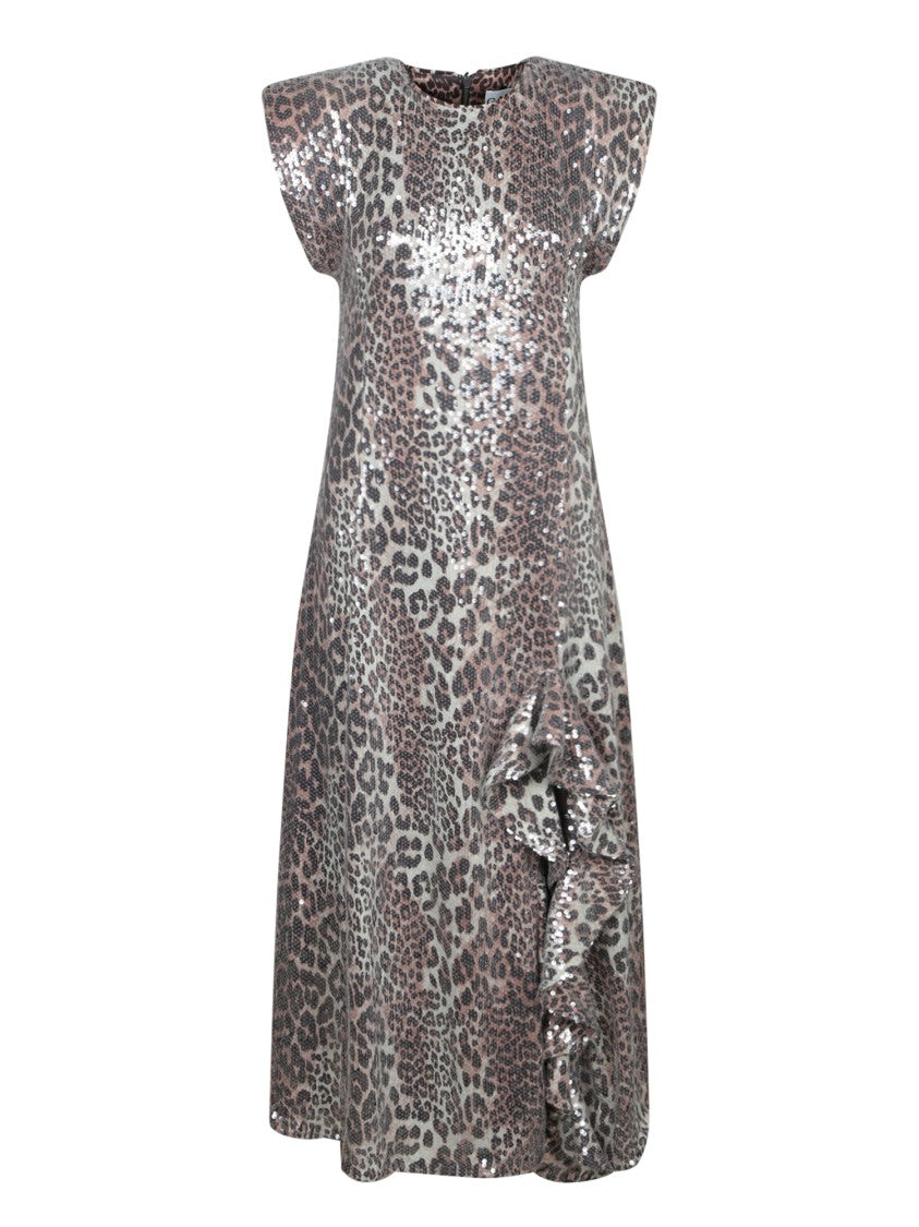 Ganni Leopard Sequin Long Dress