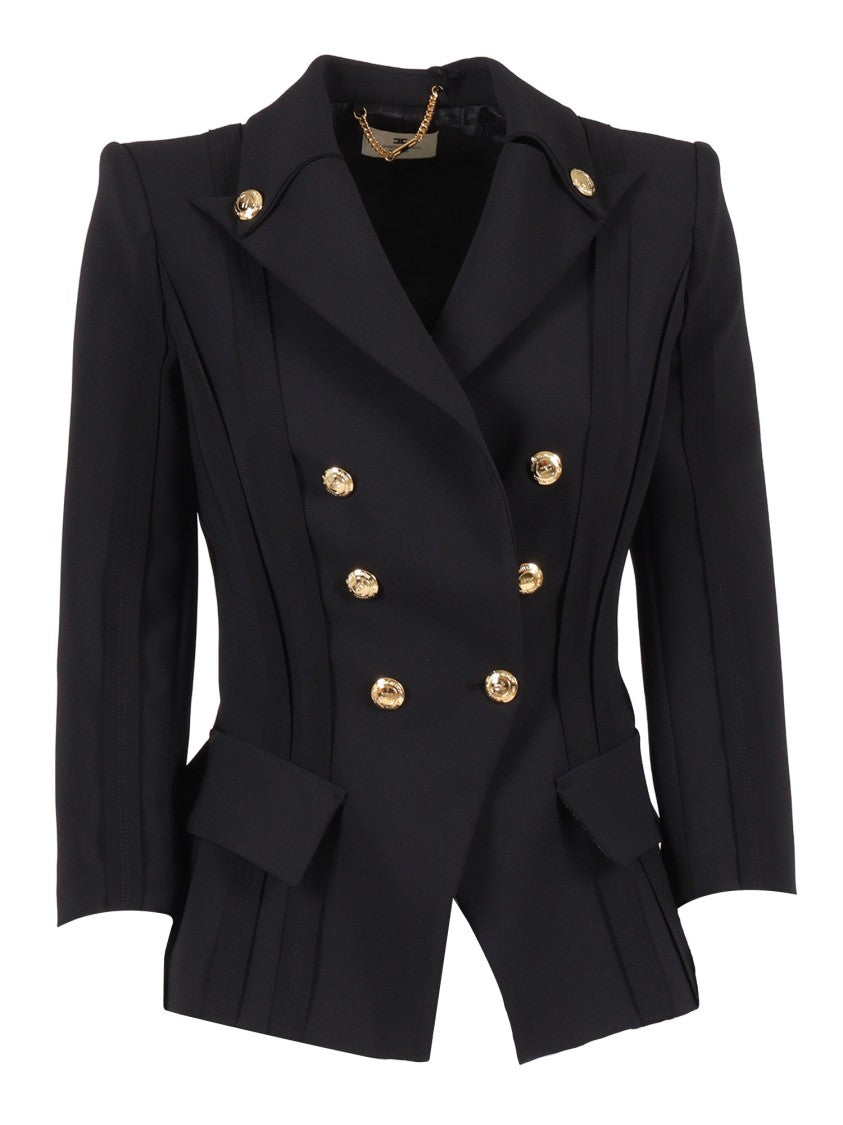 Elisabetta Franchi Structured Double Breasted Shoulder Blazer