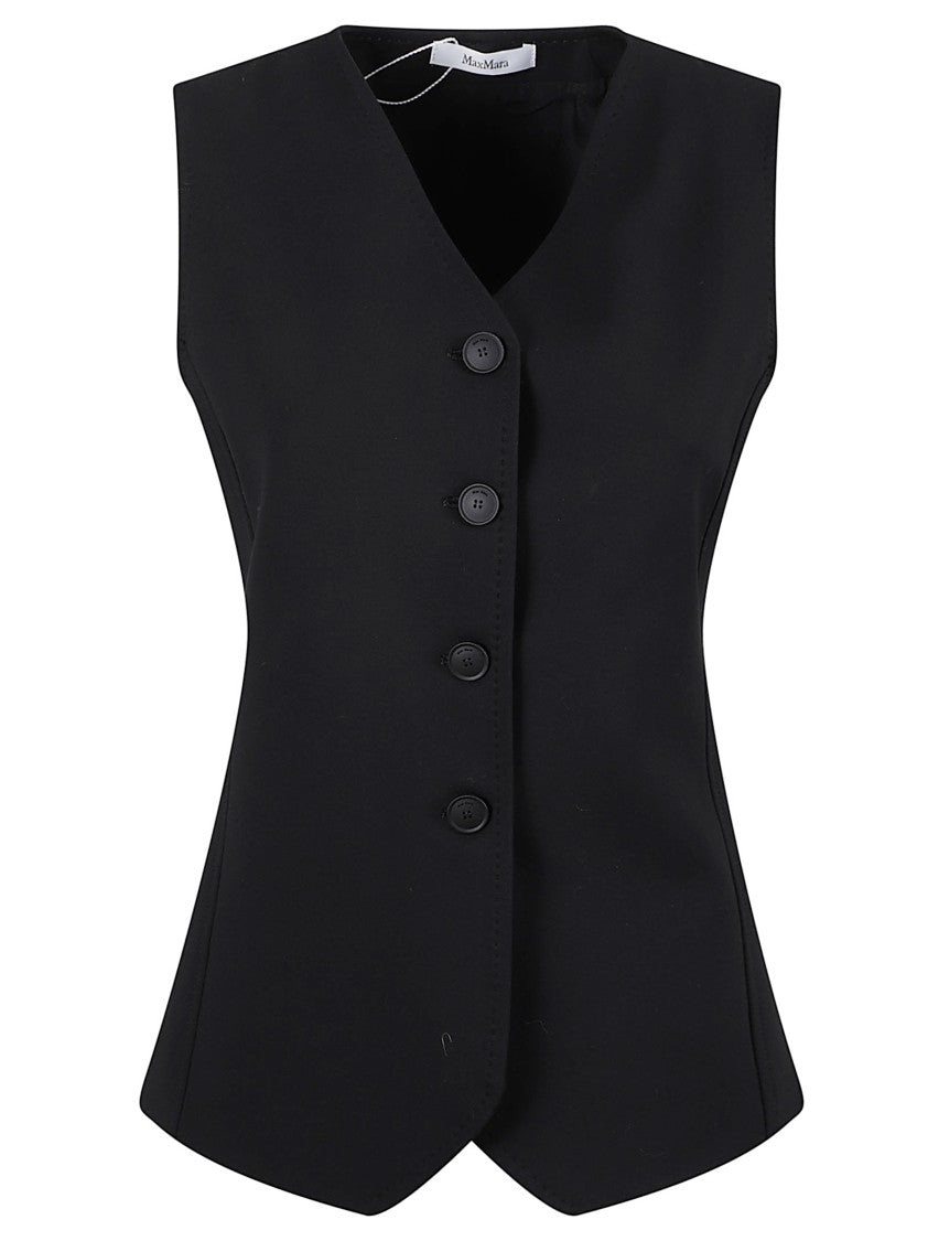 Max Mara Fitted Black Jersey Vest With Monogram Jacquard Lining