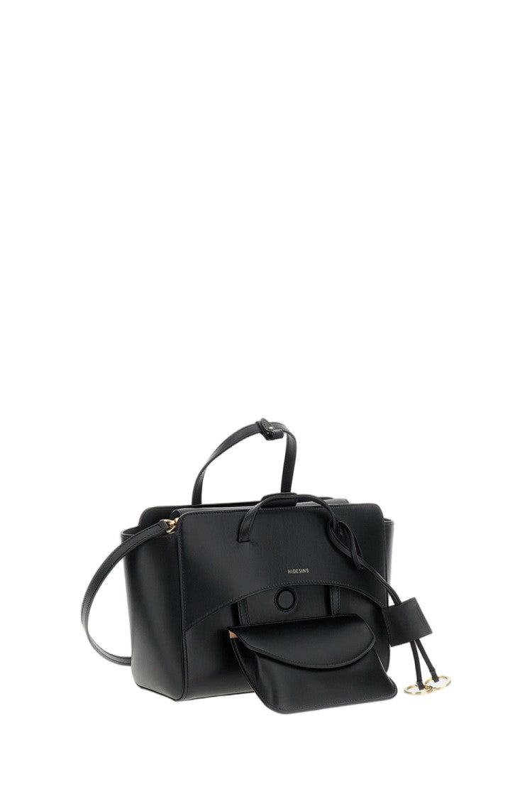 Hidesins Black Leather Flap M Crossbody Bag