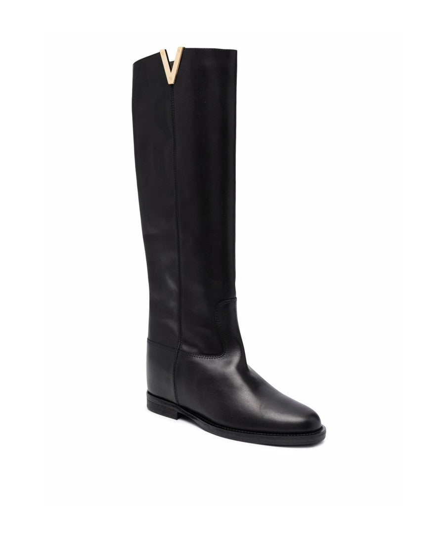 Via Roma 15 Pull-On Boots Crafted In Smooth Black Leather