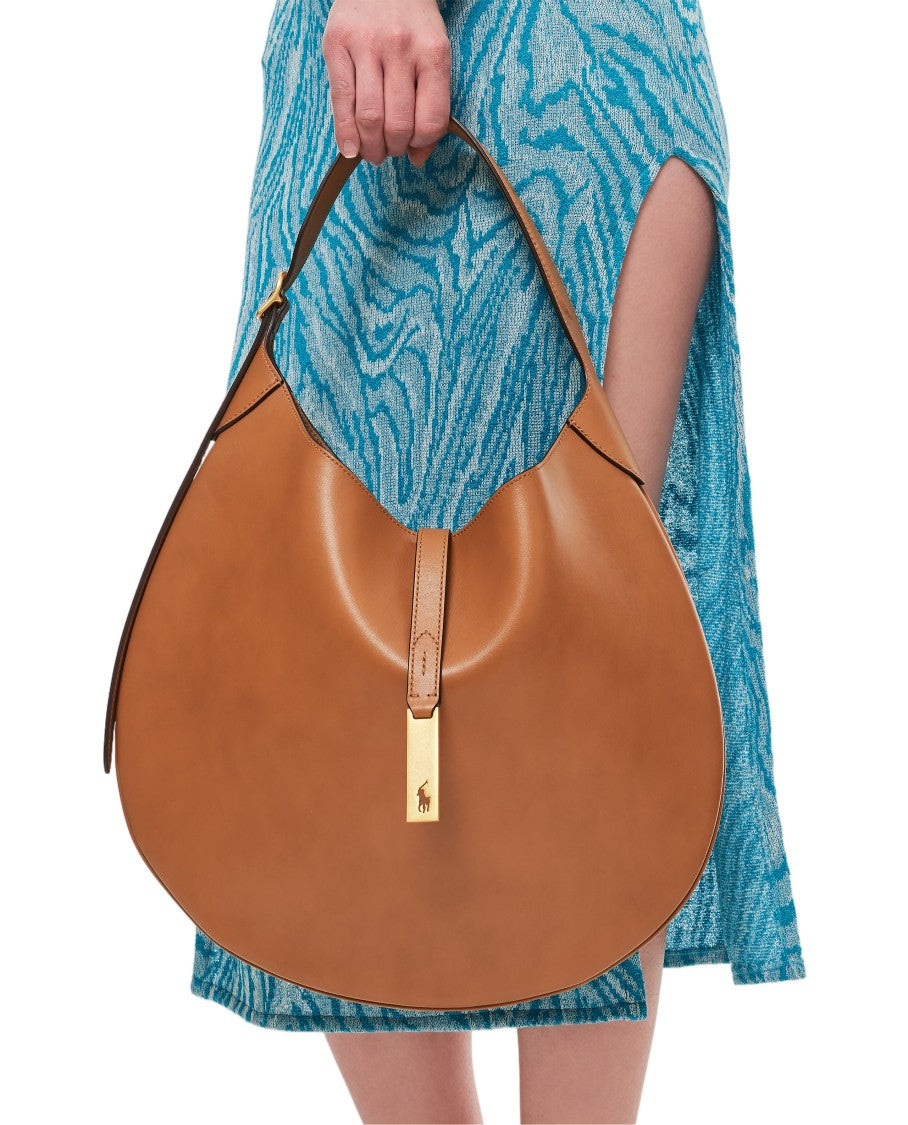 Polo Ralph Lauren Medium Hobo Shoulder Bag With Gold-Tone Logo And Partitioned Design
