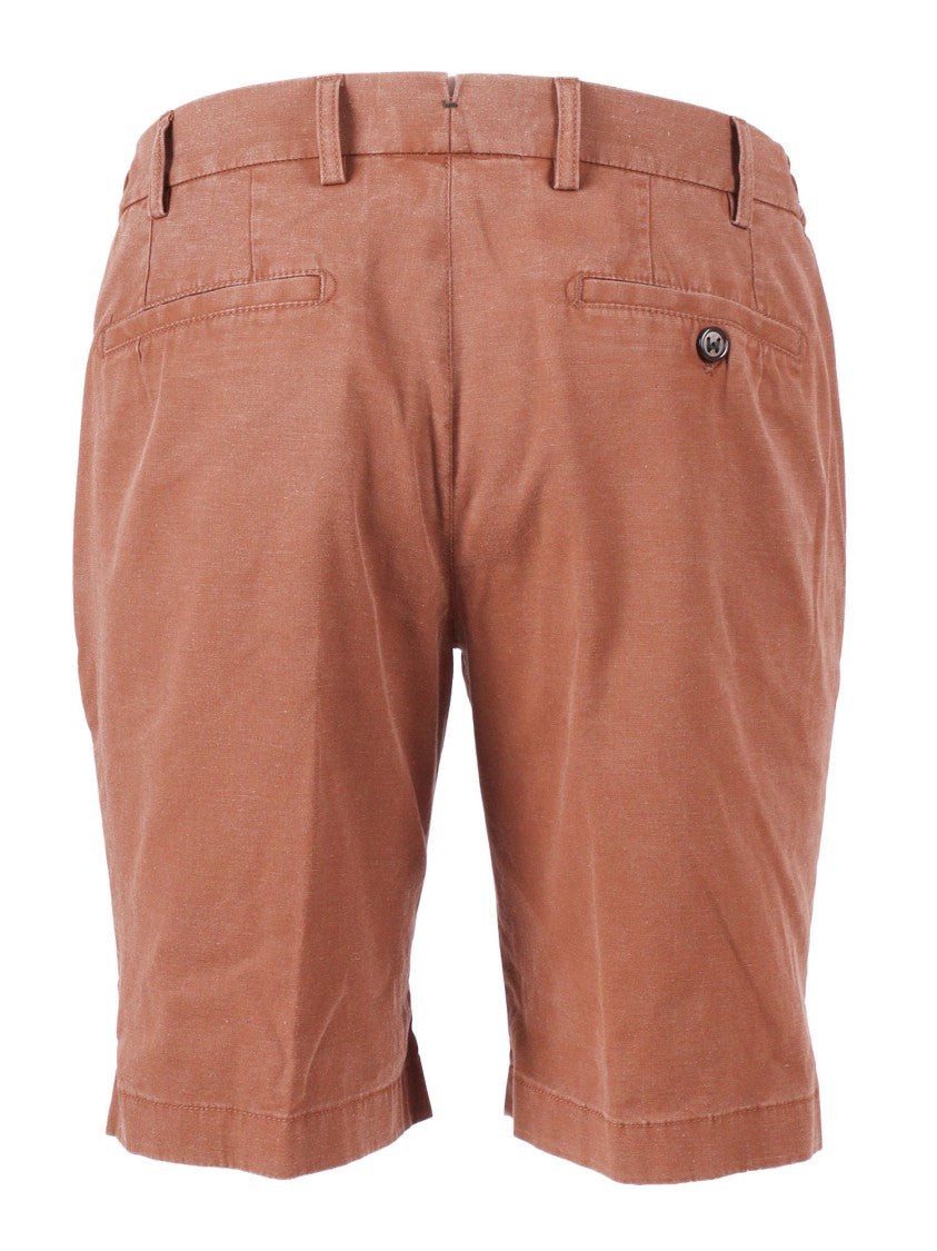 Berwich Brown Button Closure Tailored Shorts