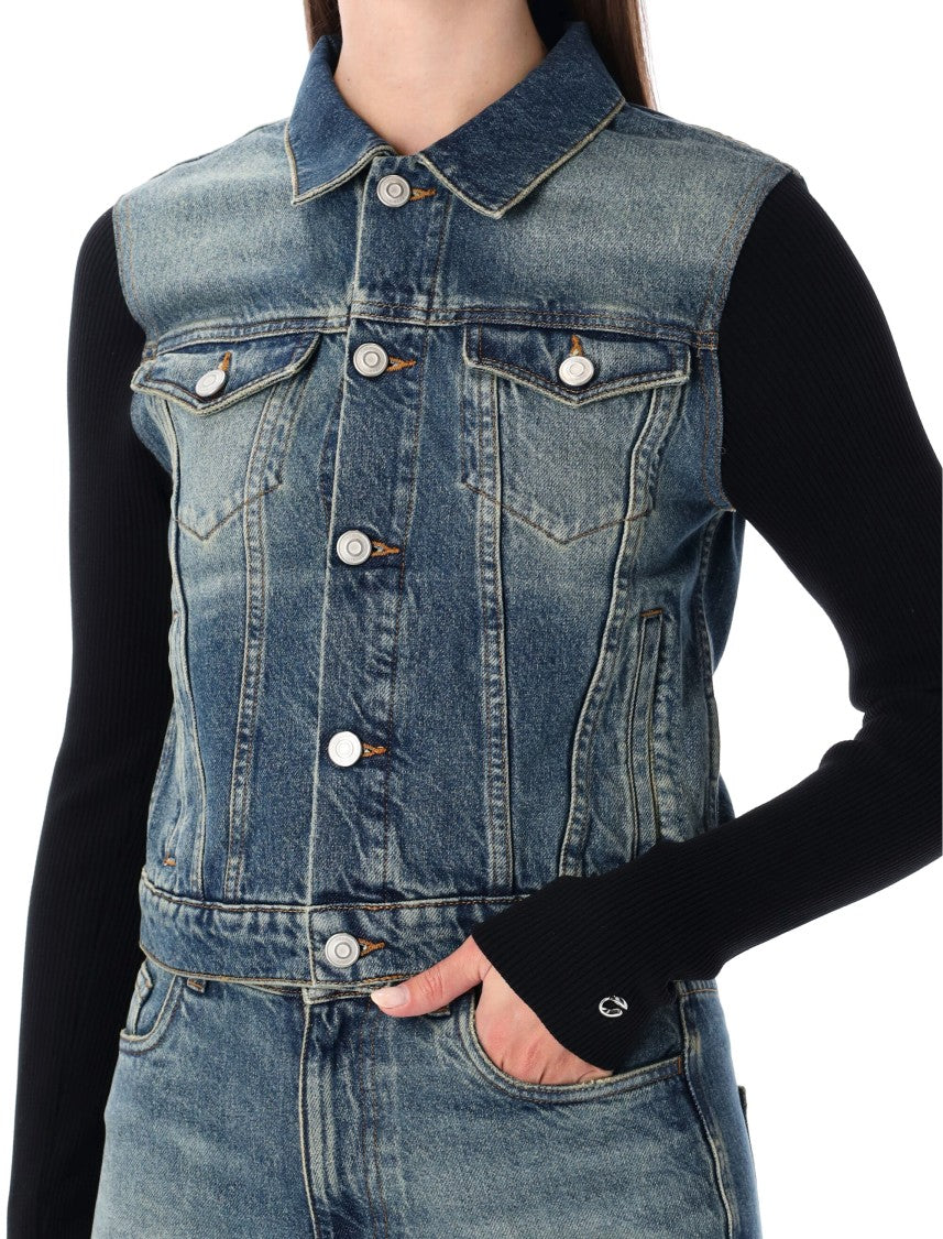 Coperni Hybrid Rib Knit And Denim Trompe-L’Œil Jacket