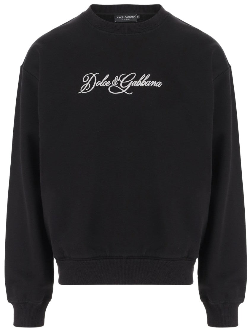 Dolce & Gabbana Cotton Sweatshirt With Front Logo Print And Ribbed Edges