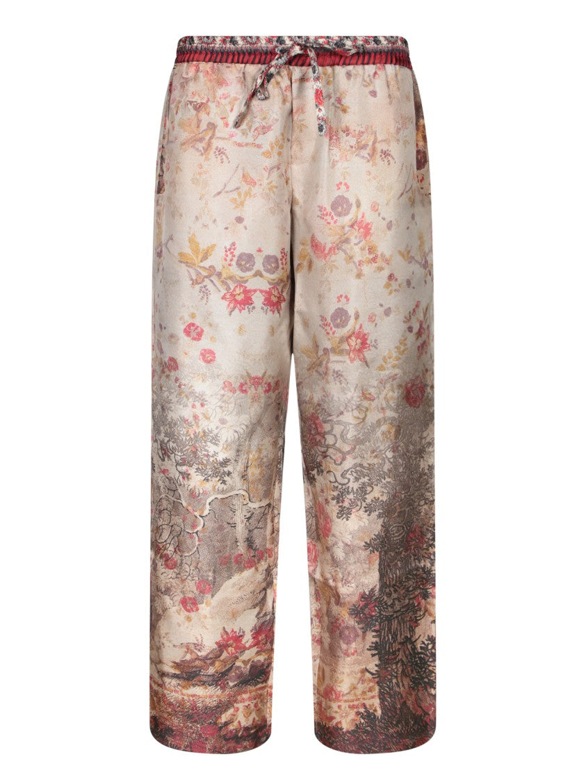 Pierre-Louis Mascia Wide-Leg Floral Trousers With Elastic Waistband