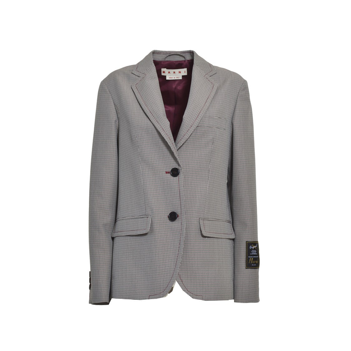 Marni Multicolor Houndstooth Wool Blend Single-Breasted Blazer