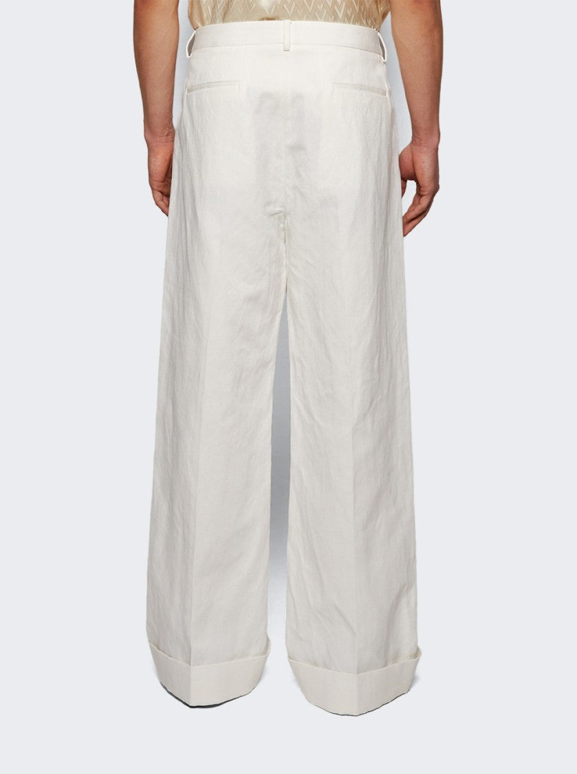 Valentino Ivory Straight-Leg Trousers With Concealed Fastening
