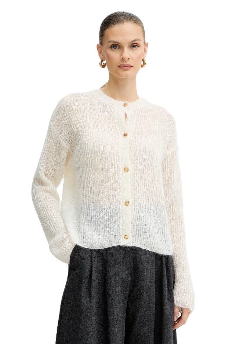 Max Mara Ivory Cardigan With Chic Shawl Collar