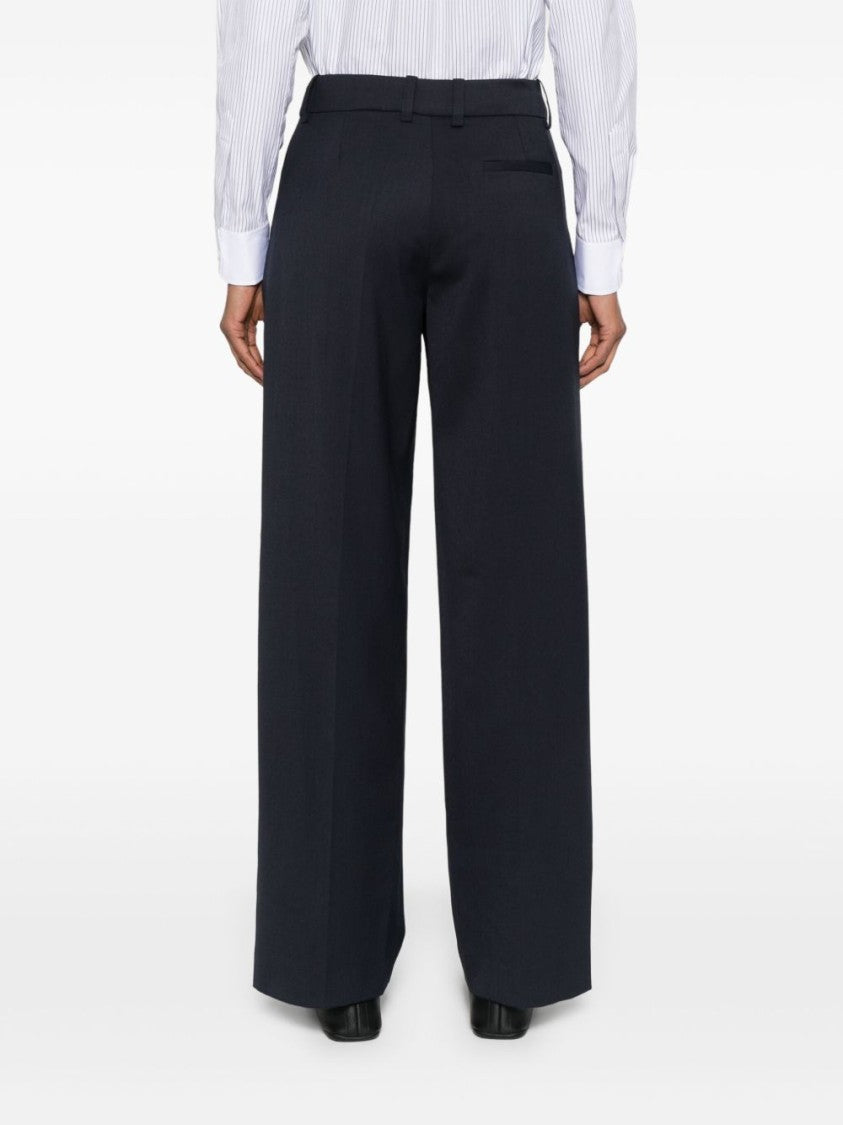The Frankie Shop Daytona Pants In Navy Virgin Wool Blend