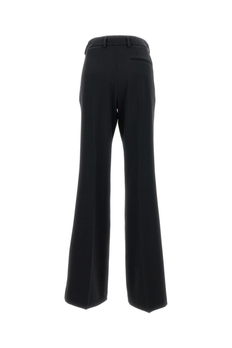 Alberto Biani Flared Black Cady Trousers With Tailored Silhouette