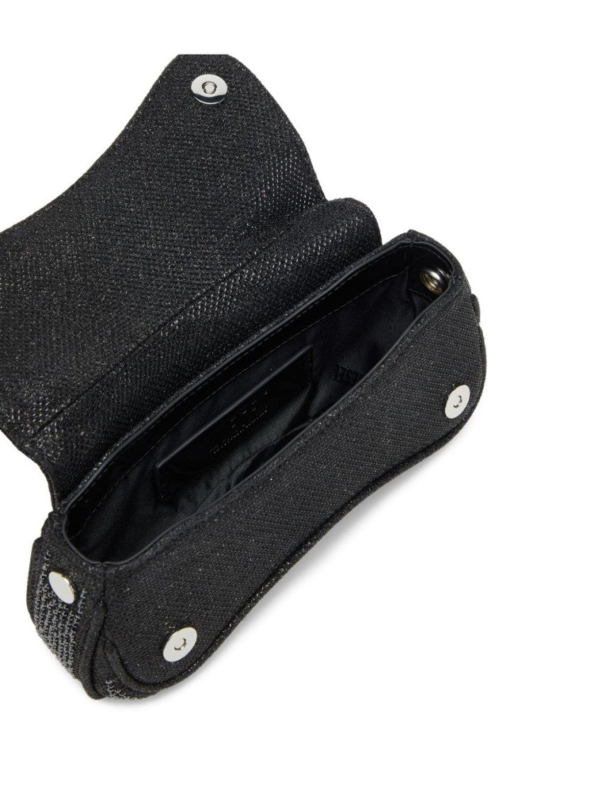 Diesel Black Curved Crystal Embellished Handbag