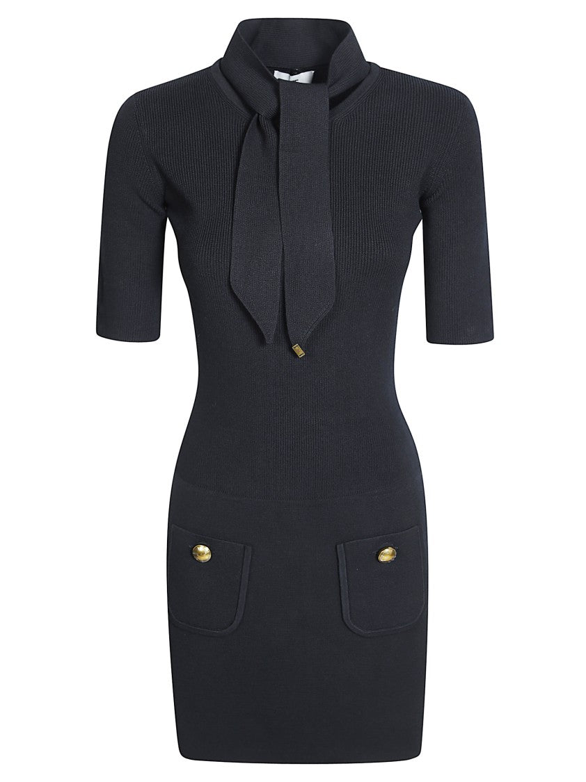 Elisabetta Franchi Fitted Black Knit Mini Dress