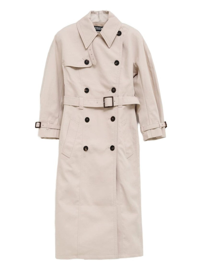 Jacquemus Beige White Double Breasted Belted Coat