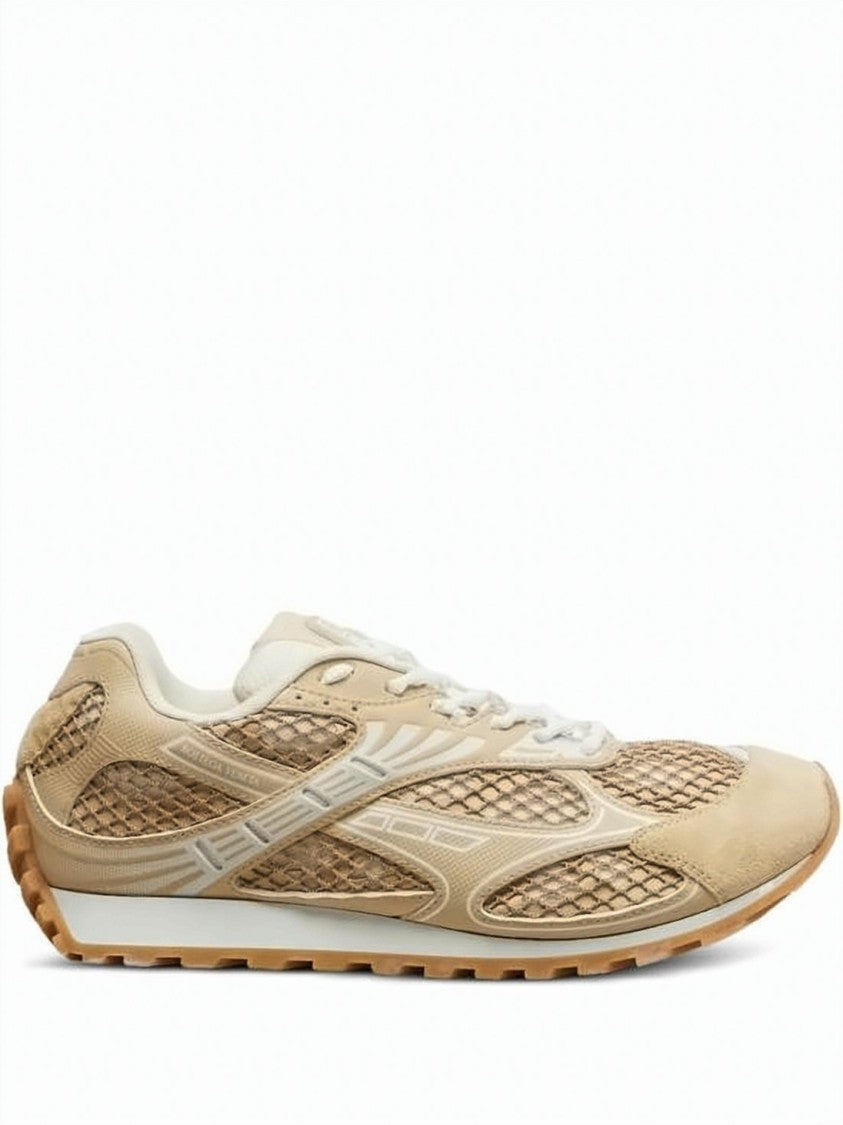 Bottega Veneta Beige-Toned Sneakers With Mesh And Calfskin Accents