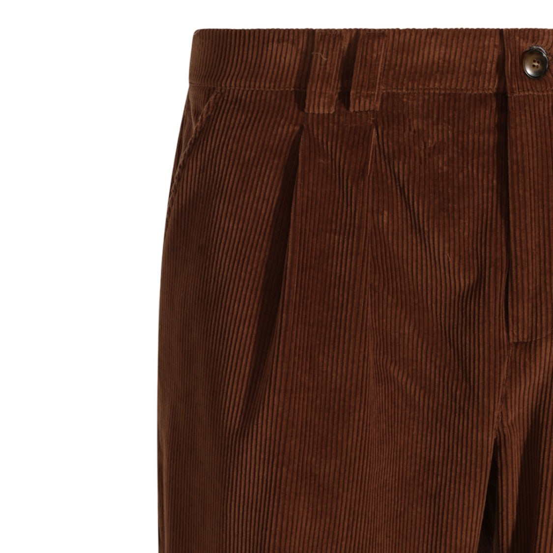 Canali Pleated Front Tailored Brown Corduroy Trousers